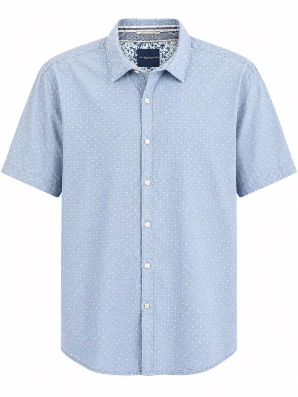 Denim & Flower Mens Light Blue Polka Dot Short Sleeve Button-Up Shirt Size L 100